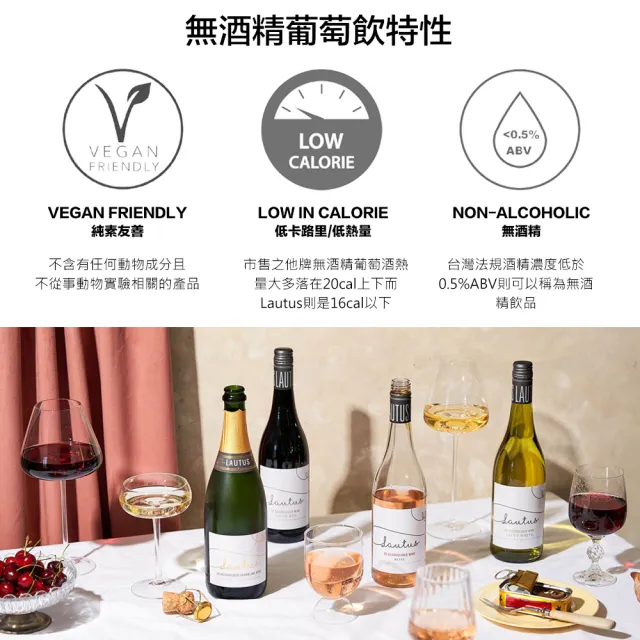 【小旭山脈】Lautus 勞特斯-無酒精氣泡酒 風味葡萄飲750ml/瓶(零酒精的養生葡萄飲)
