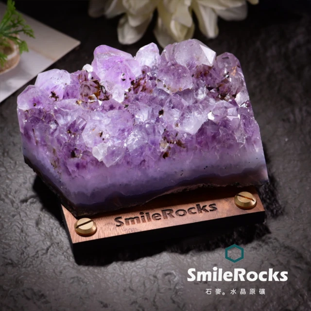 SmileRocks 石麥 石麥水晶原礦 巴西紫水晶片No.6225711270(SmilePad 9X9底板)