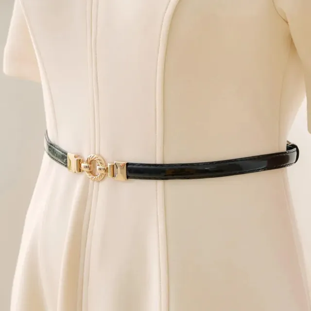 【MYDRESS】高級感亮面造型環釦細皮帶