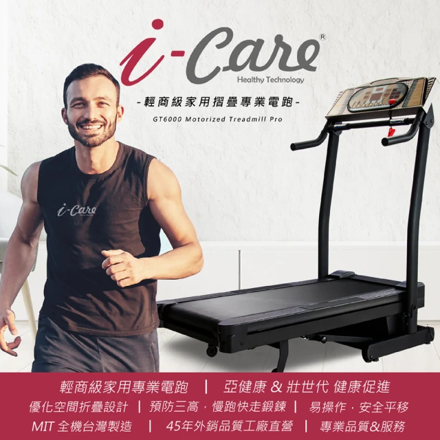 i-Care 輕商級家用摺疊專業電跑(亞健康運動;健走;快走;超慢跑;心肺訓練預防三高;運動是良藥)