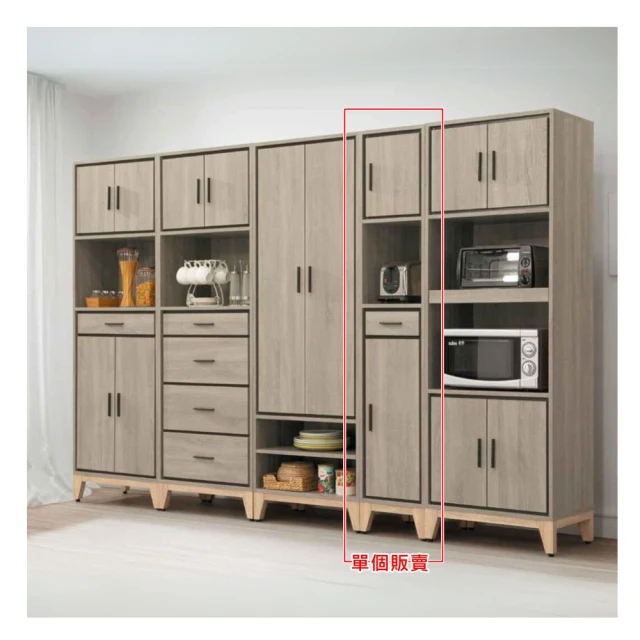 【AS 雅司設計】AS雅司-菲夢斯1.3尺雙門中抽多用途櫃-40*40*190cm