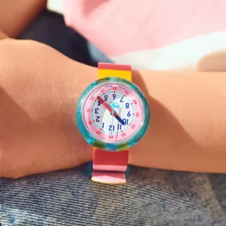 【Flik Flak】兒童手錶 STRIPY PINK /兒童禮物/安全防水/瑞士製造 FPNP113(31.85mm)