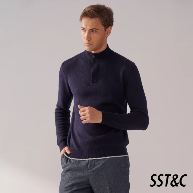 SST&C 深海藍喀什米爾半開拉鍊針織衫00182411001(新品上市)