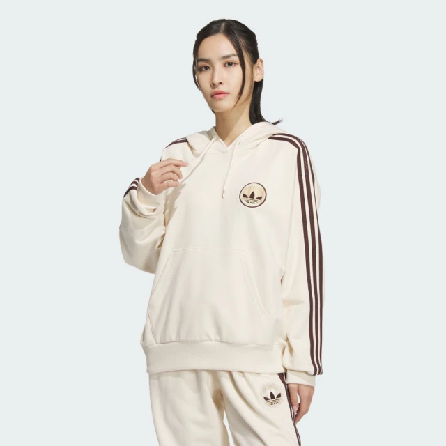 adidas 愛迪達 長袖上衣 女款 帽T 運動 三葉草 SPO HOODIE 米白 JC6853