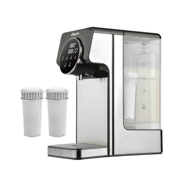 【AGiM 阿基姆】PLUS升級版 可生飲瞬熱式淨水器組加半年份2入濾芯(IW-2701開飲機/冷熱飲水機)