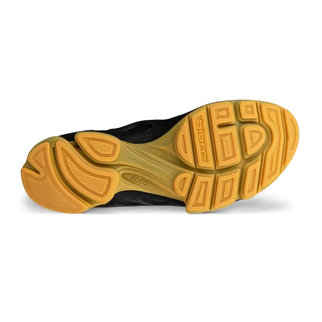 【ecco】BIOM C W 健步自然律動高筒皮革運動鞋 女鞋(黑色/芒果黃 80034361092)