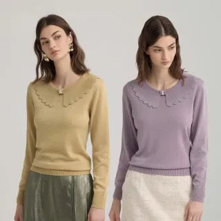 【ILEY 伊蕾】高質感羊毛混紡針織上衣(兩色；M-XL；1244455002)