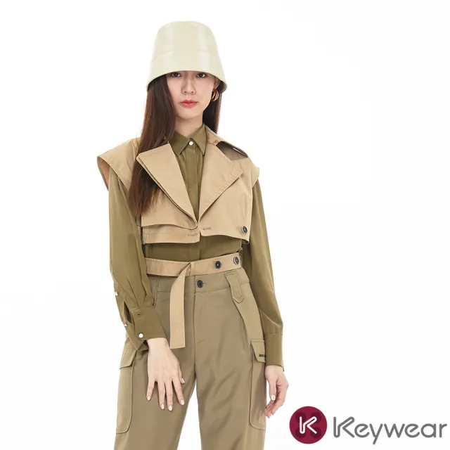 【KeyWear 奇威名品】工裝風設計綁帶收腰背心