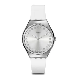 【SWATCH】Skin Irony 超薄金屬系列手錶 BRIGHT BLAZE 白晝珠光 男錶 女錶 瑞士錶 錶(38mm)