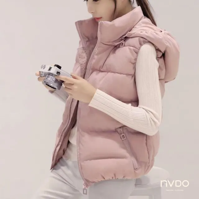 【NVDO】現貨 日韓可拆連帽保暖棉背心-4色可選(身形M-2XL可穿/保暖填充/秋冬款F267)