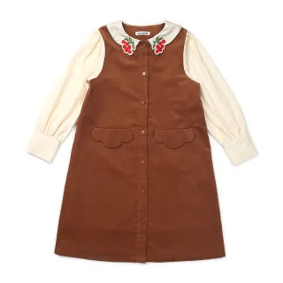 【TALESCOOP】童裝-小櫻桃燈芯絨洋裝(棕色)