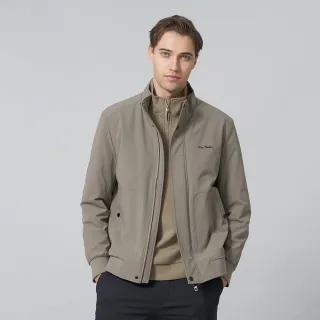 【pierre cardin 皮爾卡登】休閒服飾 男款 都會休閒立領鋪棉夾克外套-卡其綠色(5245763-47)
