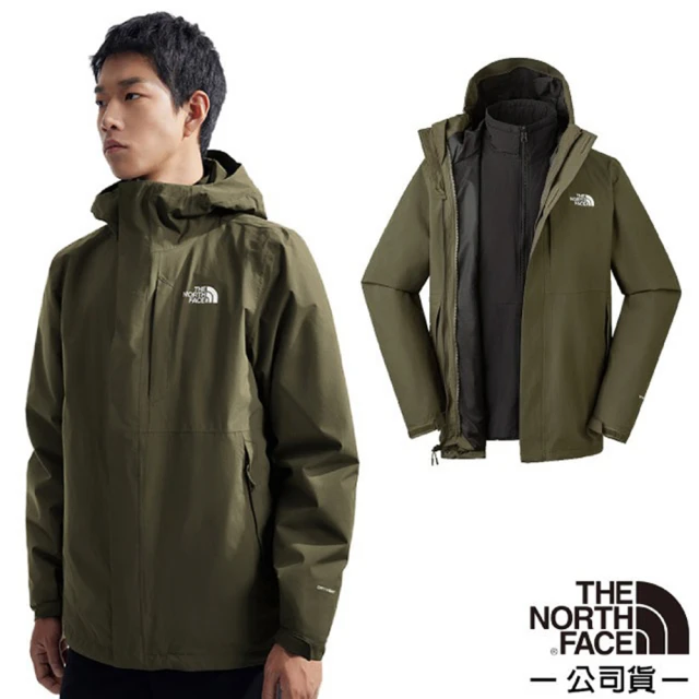 The North Face 男 3效能 防水透氣防風耐磨連帽二件式外套_亞洲版型/夾克(81RN-BQW 烏木綠)