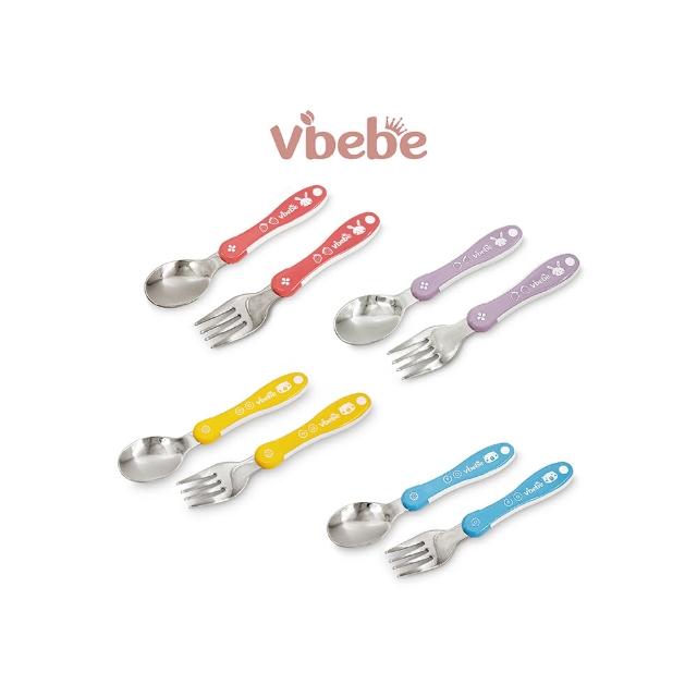 【Vibebe 官方直營】不鏽鋼防滑兒童叉匙組(台灣製 304不鏽鋼 幼兒餐具 安心材質 湯匙 叉子 學習餐具)
