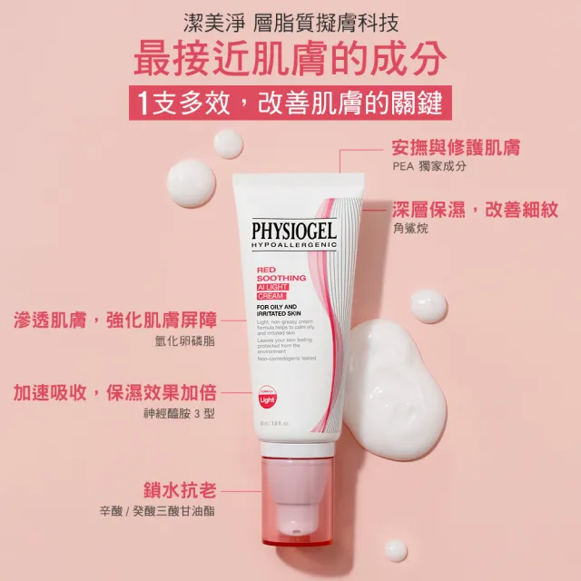 【PHYSIOGEL 潔美淨】層脂質安撫修護AI清透乳霜50ml_2入(保濕修護霜 / 敏弱皮膚專用)