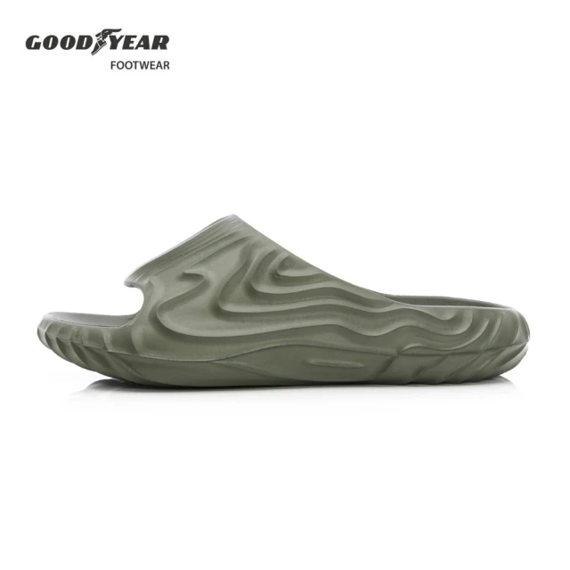 GOODYEAR 固特異 縱谷-輕量緩震拖鞋/男鞋 緩震Q彈 岩層紋造型 綠色(GAML43365)