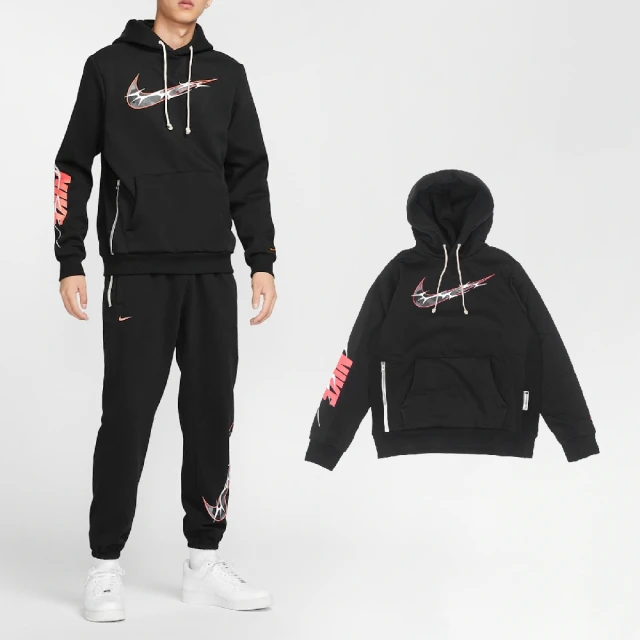 NIKE 耐吉 帽T Standard Issue 男款 黑 紅 保暖 內刷毛 抽繩 連帽上衣(HQ4746-010)