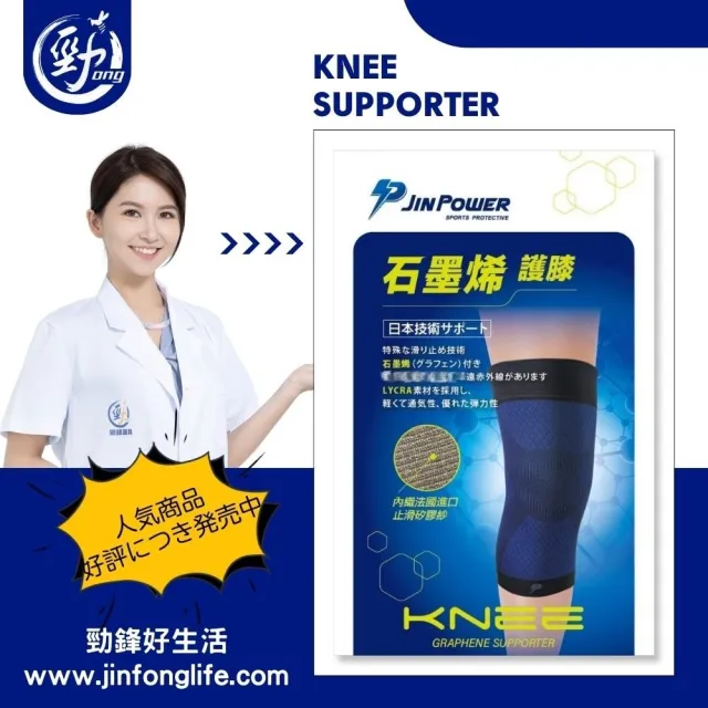 【勁鋒】台灣製石墨烯護膝(石墨烯×萊卡 護具 高效傳導 彈性優質 醫療級護膝)