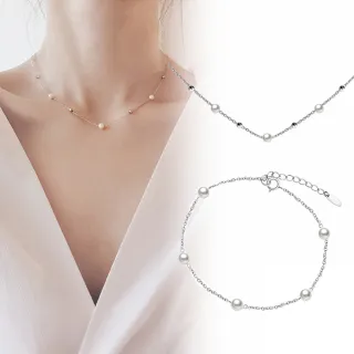 【City Diamond 引雅】日本純銀天然淡水珍珠3-3.5mm項鍊 頸鍊 手鍊-兩款任選(東京Yuki系列)