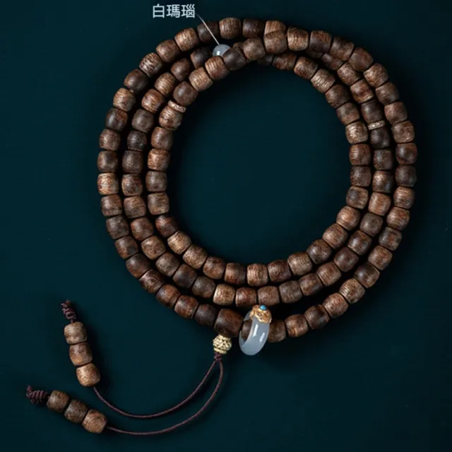 MoonDy】念珠項鍊沉香手鍊佛珠白瑪瑙手鍊108顆手鍊桶珠手鍊木珠手鍊
