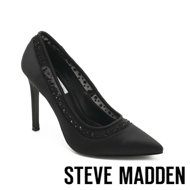 steve madden SLEEKER 珍珠透膚緞面高跟鞋(黑色)