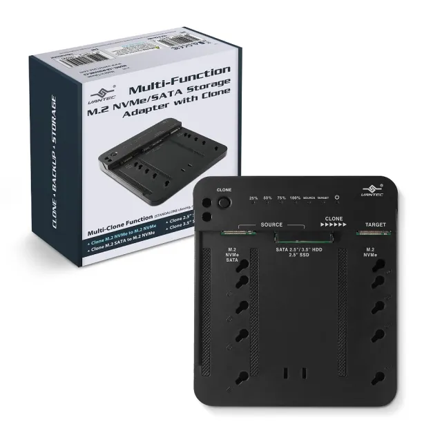 【Vantec 凡達克】多功能 M.2 SSD / SATA HDD 可對拷式硬碟外接座(CB-M2NVME-C3)
