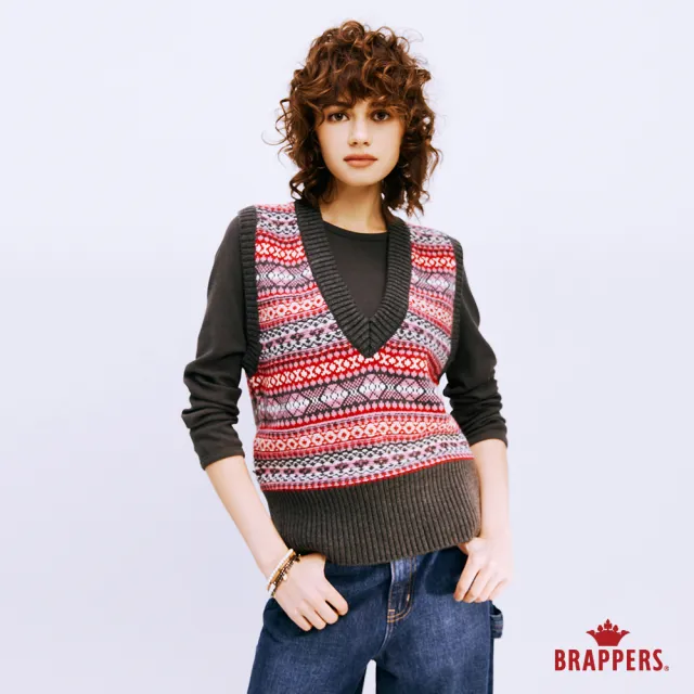 【BRAPPERS】女款 復古圖騰針織背心(紅)