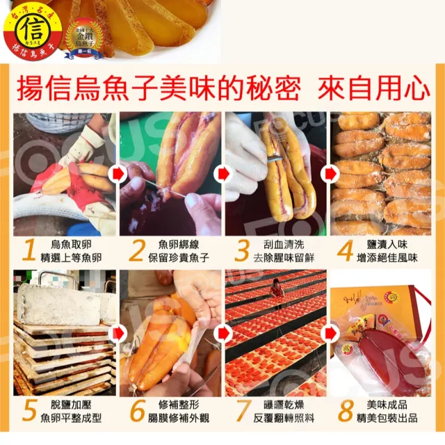 【揚信】6兩極品*4片 連七年全國冠軍王信丁頂級金鑽烏魚子(年菜 年節 過年 伴手禮 禮盒 春節禮盒首選)