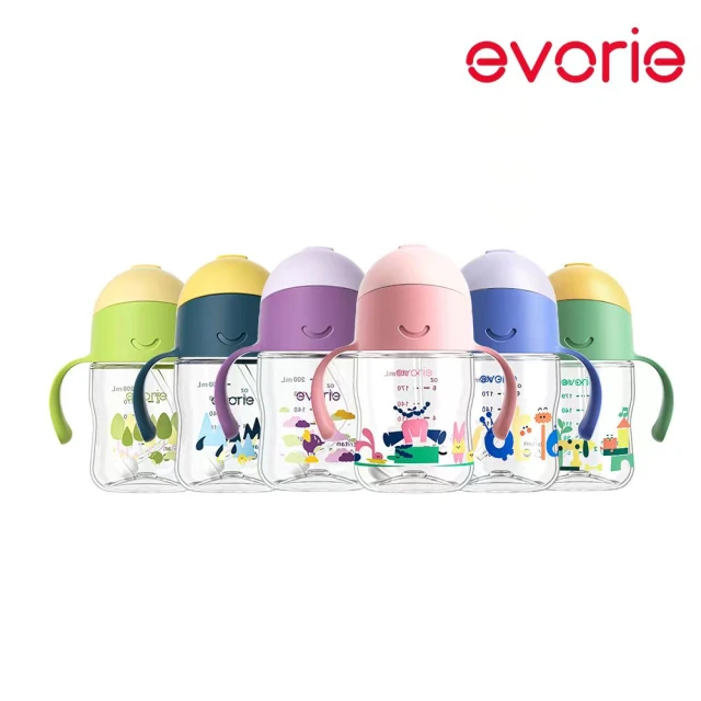 【Evorie】Tritan 200mL 學習吸管水杯2入組