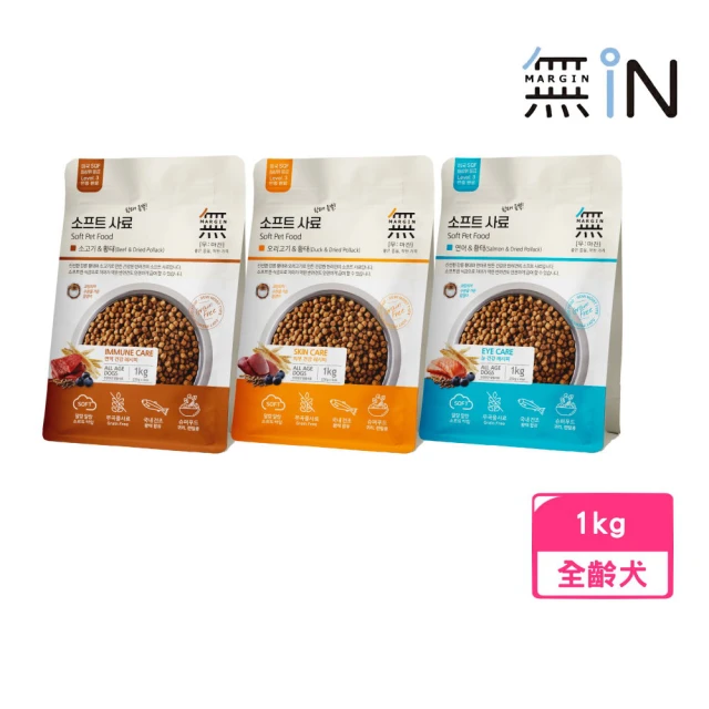 無IN 犬頂級無穀軟飼料 1kg（250g x 4ea）（牛肉+鱈魚/鴨肉+鱈魚/鮭魚+鱈魚）(狗糧、狗飼料、犬糧)