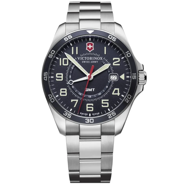 VICTORINOX 瑞士維氏 FieldForce系列 GMT經典時尚腕錶/黑面42mm(VISA-241896)