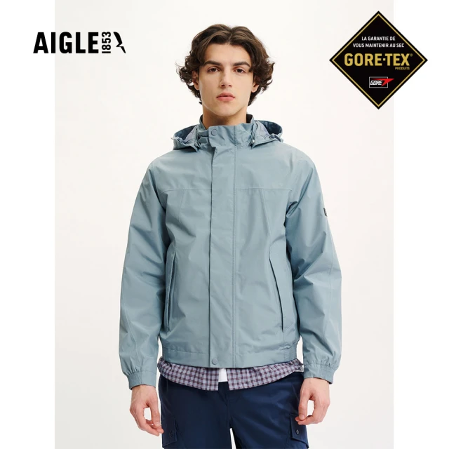 AIGLE 男 GORE-TEX 防水透氣外套AG-4P127A049 淡藍(男外套 防水透氣外套 Goretex)