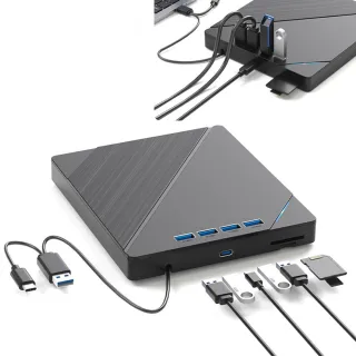 【Allan】7合1外接光驅 USB3.0外置DVD刻錄機 筆記本電腦通用 支持CD/DVD讀寫+刻錄 即插即用 輕薄便攜