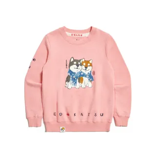 【EDWIN】江戶勝 女裝 勝太郎系列 勝太郎與黑丸友達長袖T恤(淡粉紅)