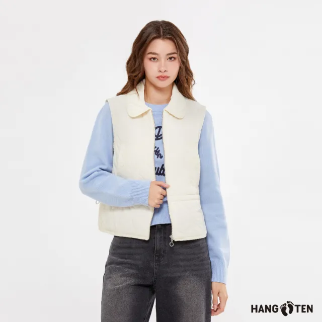 【Hang Ten】女裝-絎縫鋪棉上班穿搭修身背心(米白)