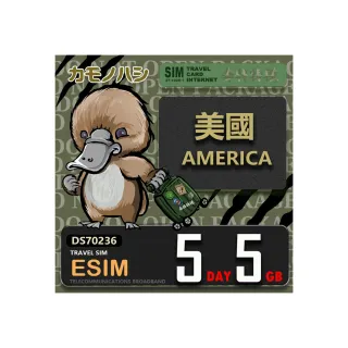 【鴨嘴獸Platypi.IF】美國eSIM 5天5GB 上網卡 旅遊卡(美國  上網卡)