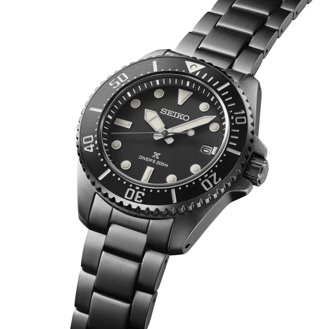 【SEIKO 精工】PROSPEX 太陽能 200米潛水手錶 -41mm 黑(SNE599P1/V157-00A0SD)