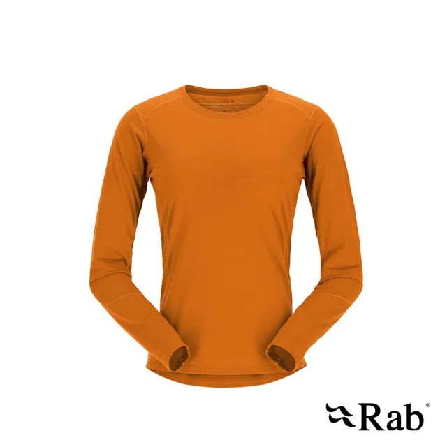 【RAB】Syncrino Base LS Tee Wmns 羊毛混紡長袖排汗衣 女款 橙橘 #QBL33