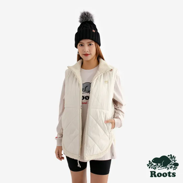 【Roots】Roots女裝- 雙面穿長版背心(杏仁奶白)