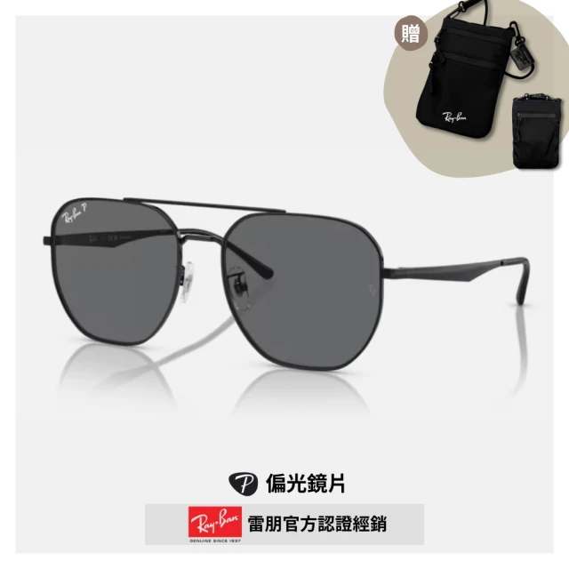 RayBan 雷朋 雙槓金屬偏光太陽眼鏡(RB3724D-002/81 59mm 偏光鏡片)