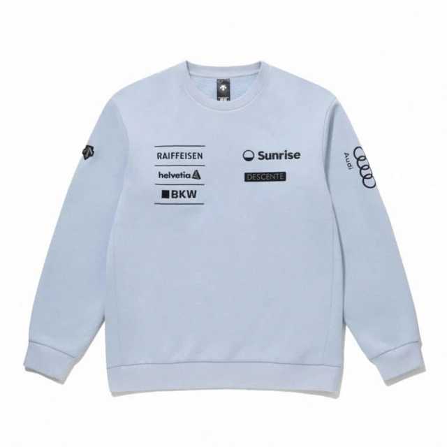 DESCENTE SWISS SKI TEAM EMBROIDERY GRAPHIC SWEAT SHIRT 男士 運動上衣(黑色/天藍色)