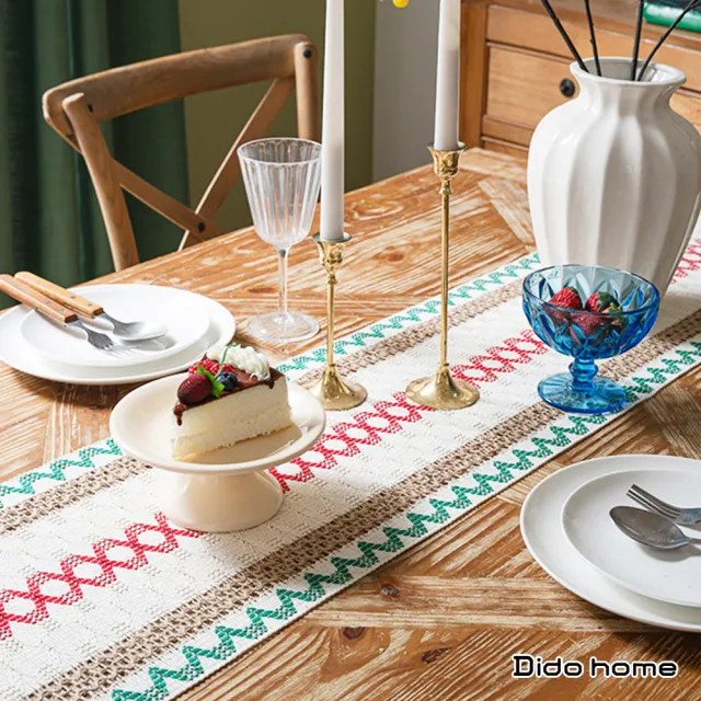 【Dido home】北歐風格 棉麻編織長桌巾桌旗 裝飾桌布-交錯(HM164)