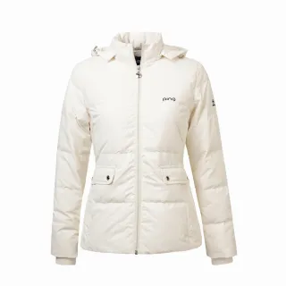 【PING】女款鈕釦袋蓋蓄熱保暖羽絨外套-白(防潑水/GOLF/高爾夫/RC24222-73)