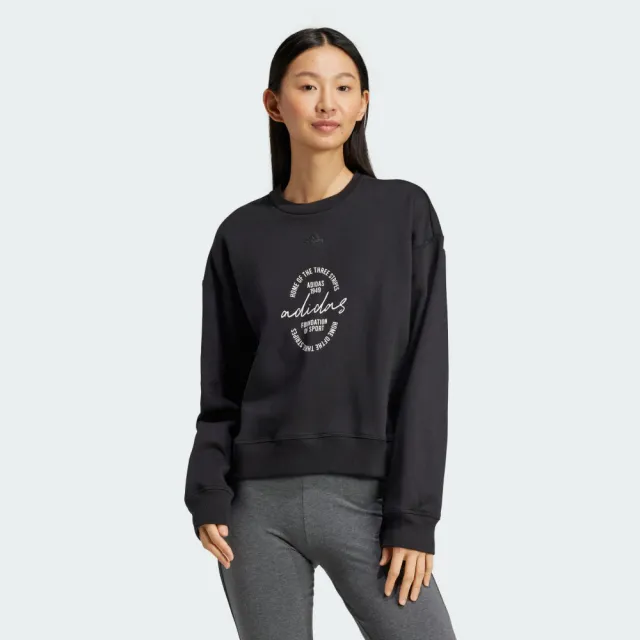 【adidas 愛迪達】運動上衣 長袖上衣 大學T 衛衣 女上衣 W BLUV Q3 SWT(IY1458)