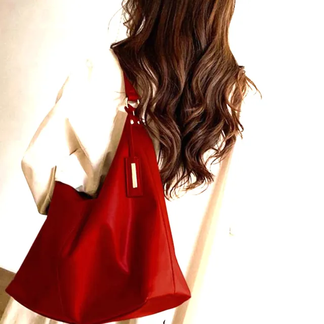 【Porabella】秋冬簡約休閒 質感正紅色托特包 單肩包婚包 ins風 Shoulder Bags