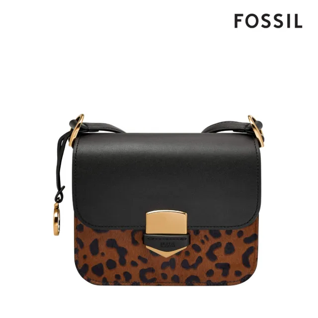 【FOSSIL】Lennox 真皮金釦方包-豹紋 ZB11100234