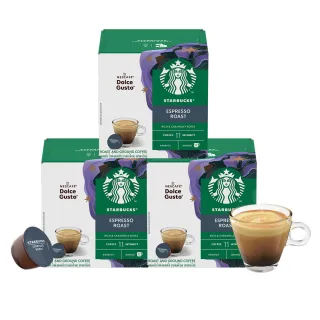 【NESCAFE Dolce Gusto】STARBUCKS 星巴克濃縮烘焙咖啡膠囊12顆x3盒(適用雀巢多趣酷思咖啡機)