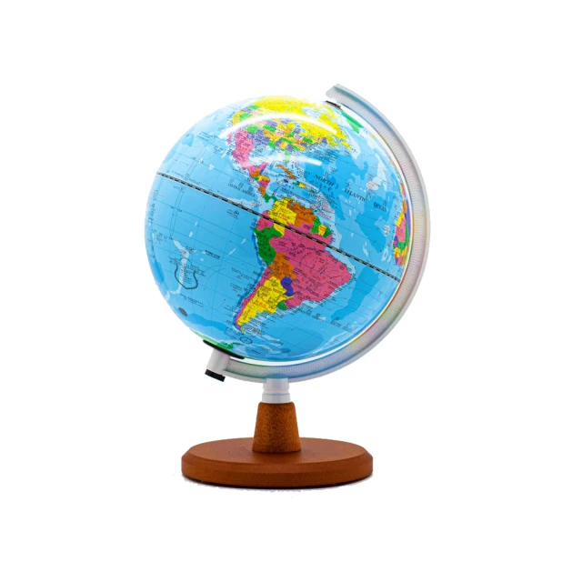 FunGlobe 12寸AR橢圓木座萬向地球儀(衛星款/仿古