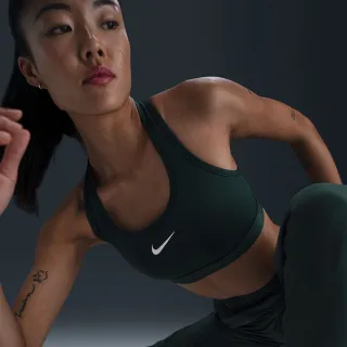 【NIKE 耐吉】運動內衣 女款 中度支撐 慢跑 瑜珈 AS W NK SWSH MED SPT BRA 綠 DX6822-338