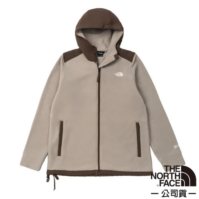 The North Face 男 Polartec 拼接舒適保暖連帽抓絨外套.運動休閒戶外夾克(89ZT-5O3 灰棕)